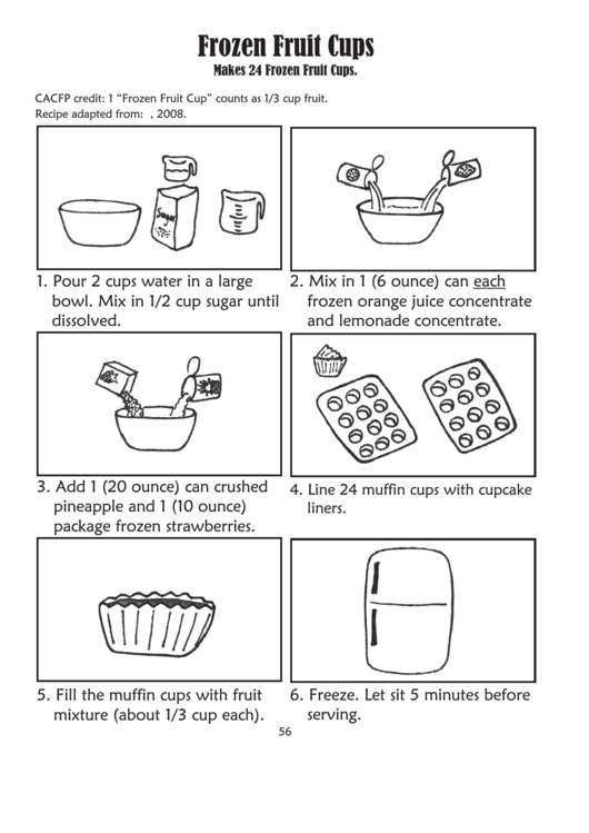 Frozen Fruit Cups Worksheet Printable pdf