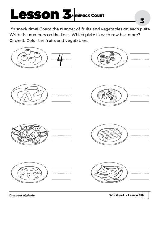 Snack Count Worksheet Printable pdf