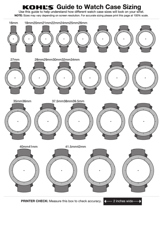 Top 7 Unsorted Watch Sizes Charts free to download in PDF format