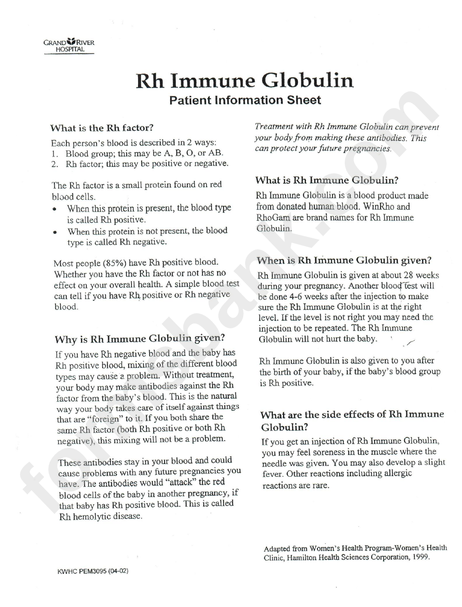 Rh Immune Globulin
