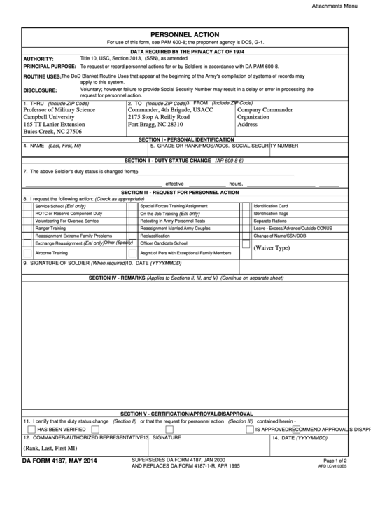 9 Da Form 4187 Templates free to download in PDF, Word and Excel