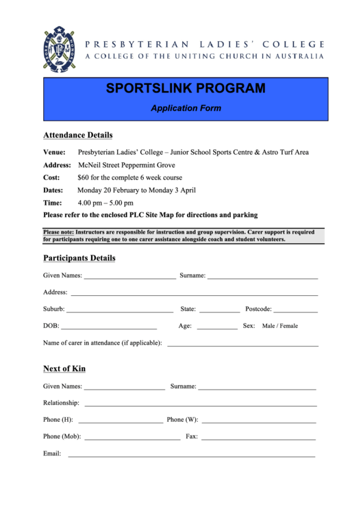 Participant Application Form - The Shire Of Peppermint Grove Printable pdf