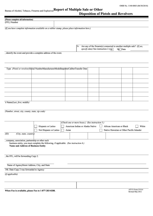 Application For Tax Paid Transfer And Registration Of Firearm - Atf