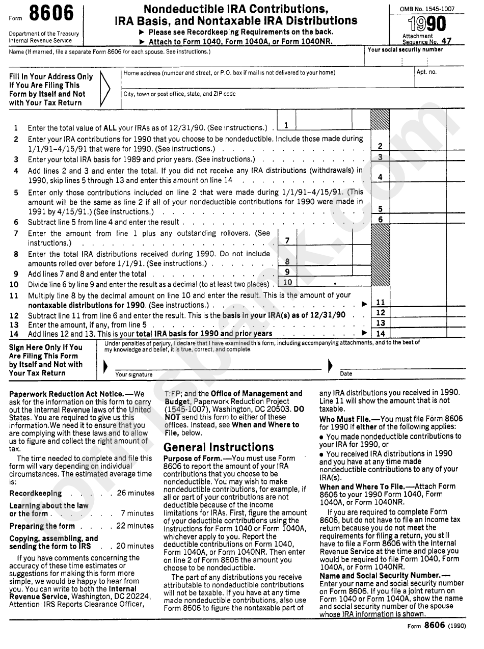 IRS Form 8606 Printable