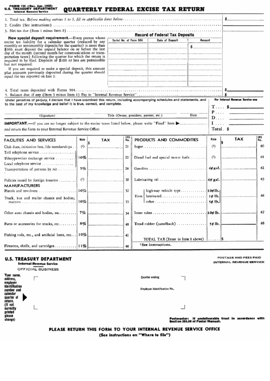 Form 720 (Rev. 04-1968) Printable pdf