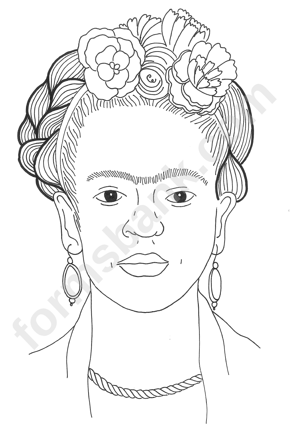 Frida Kahlo Coloring Sheet printable pdf download