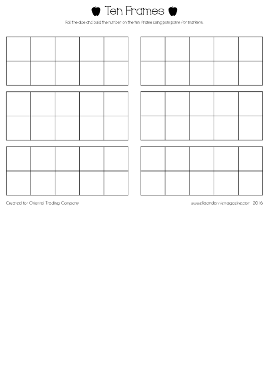 Ten Frames Game Template Printable pdf