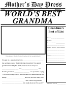 Worlds Best Grandma Newspaper Template