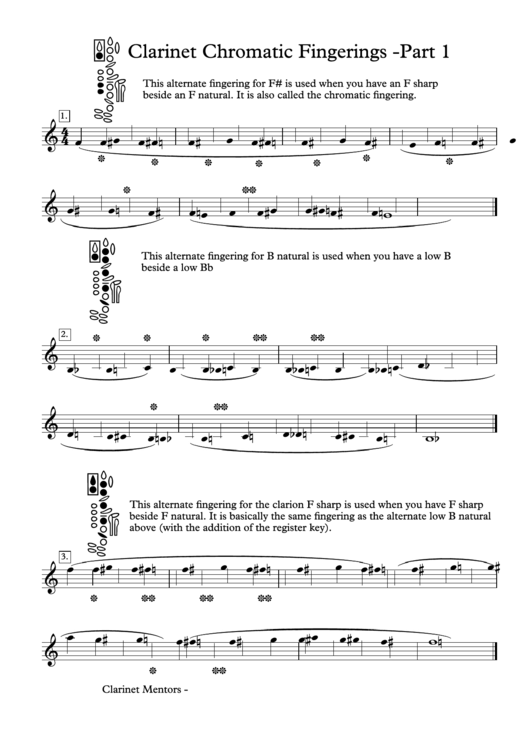 Clarinet Chromatic Fingerings - Clarinet Mentors Printable pdf