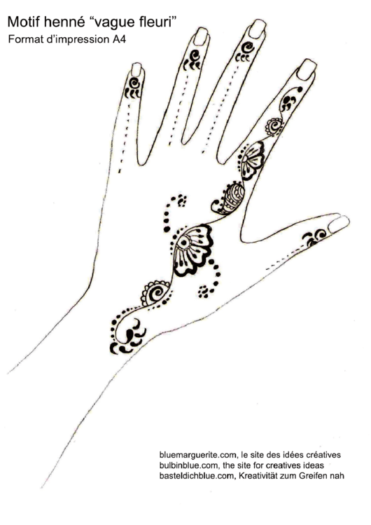 Henna Design Template (Vague Fleuri) Printable pdf