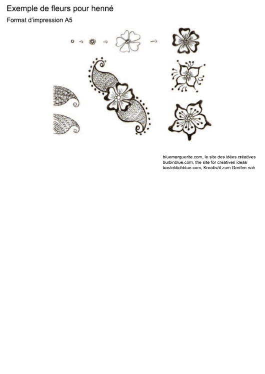 Flower Designs For Henna (A5) Printable pdf