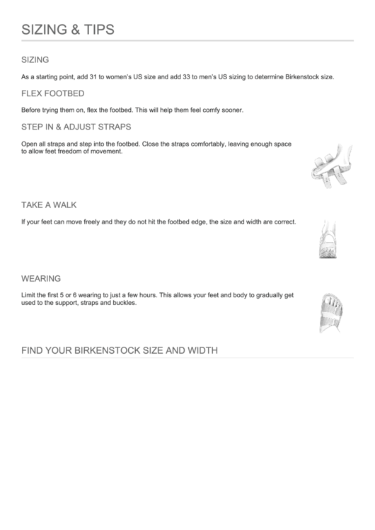 Birkenstock Footmwear Size Conversion Chart Printable pdf