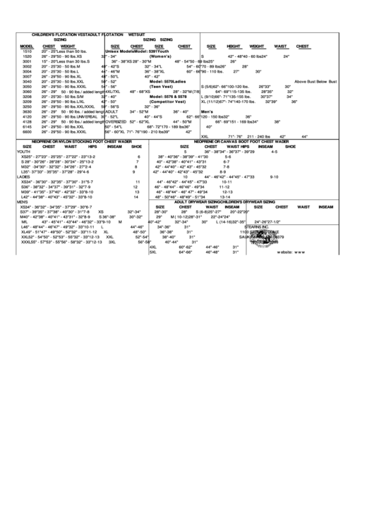 Scubacenter Wetsuit Size Chart Printable pdf