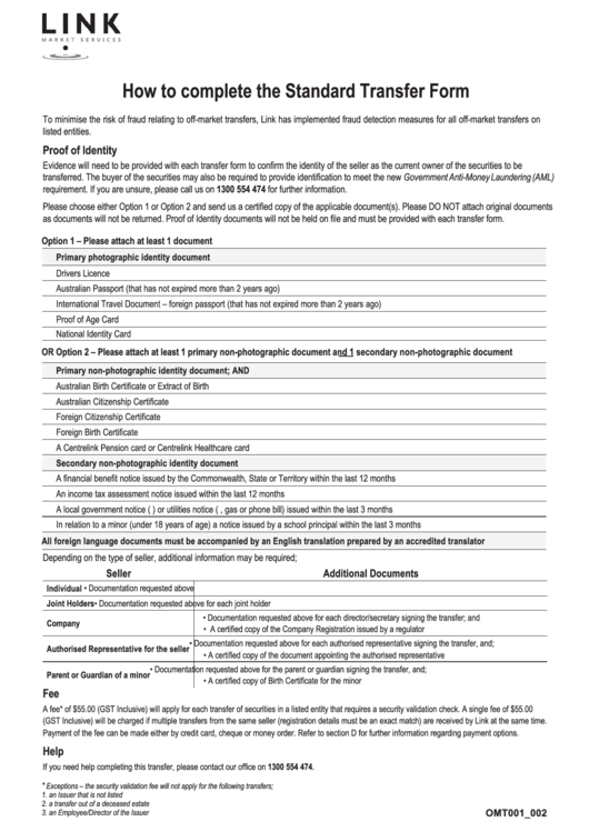 Fillable Standard Transfer Form Printable pdf