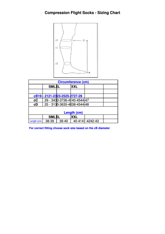 Compression Flight Socks Sizing Chart Printable pdf