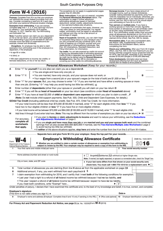 form-w-4-employee-s-withholding-allowance-certificate-south-carolina-purposes-only-2016