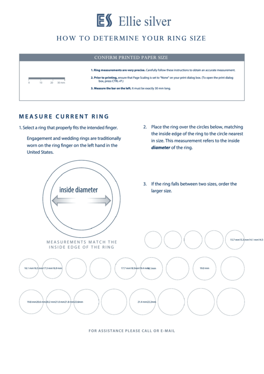 Ellie Silver How To Determine Your Ring Size Printable pdf