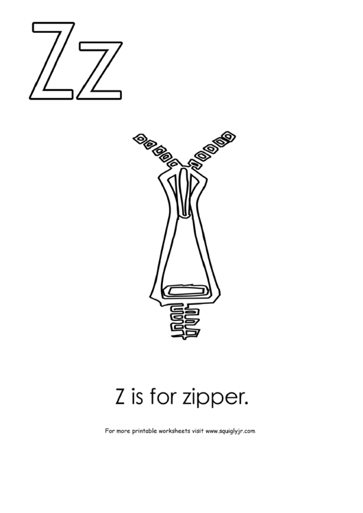 Z Is For Zipper Printable pdf
