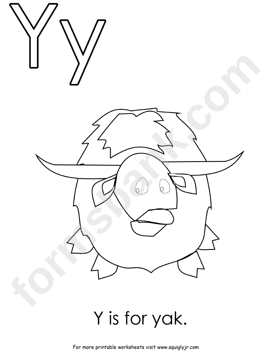 Letter Y Template: Y Is For Yak