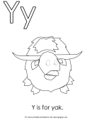 Letter Y Template: Y Is For Yak