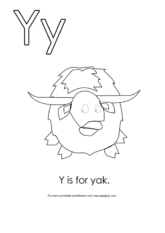 Letter Y Template: Y Is For Yak Printable pdf
