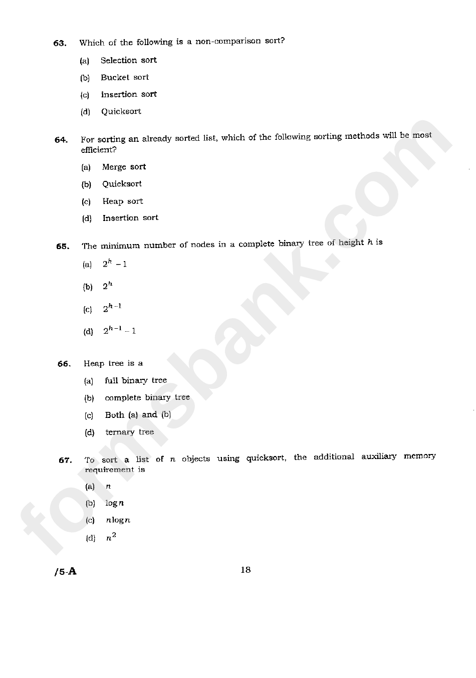 Entrance Test For Computer Science