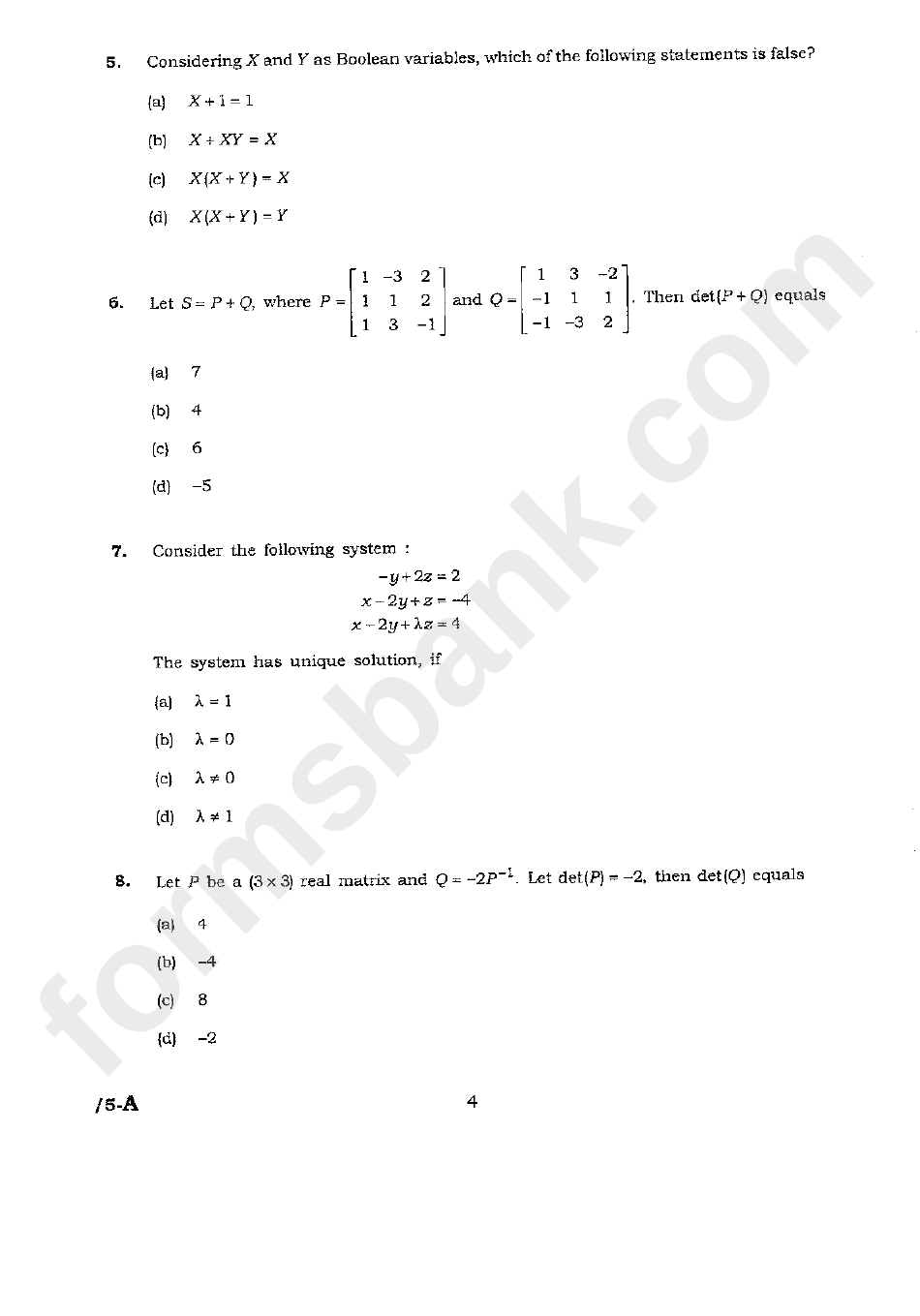 Entrance Test For Computer Science