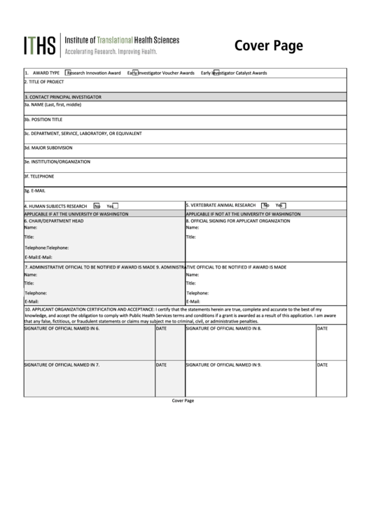 Phs 398, Fp1 (rev. 6/09), Face Page, Form Page 1