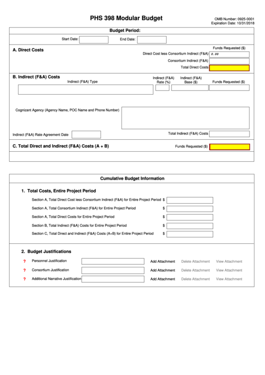 Phs 398 Modular Budget Template Printable pdf