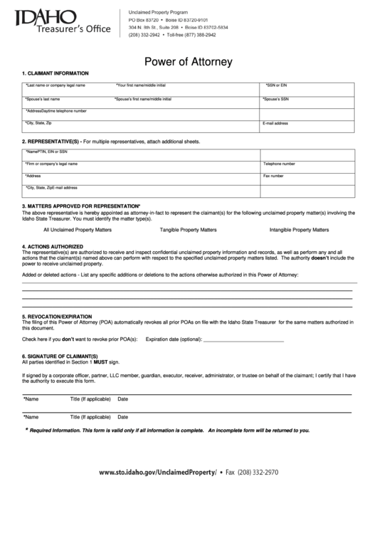 Fillable Power Of Attorney - (Poa) Forms And Templates Printable pdf
