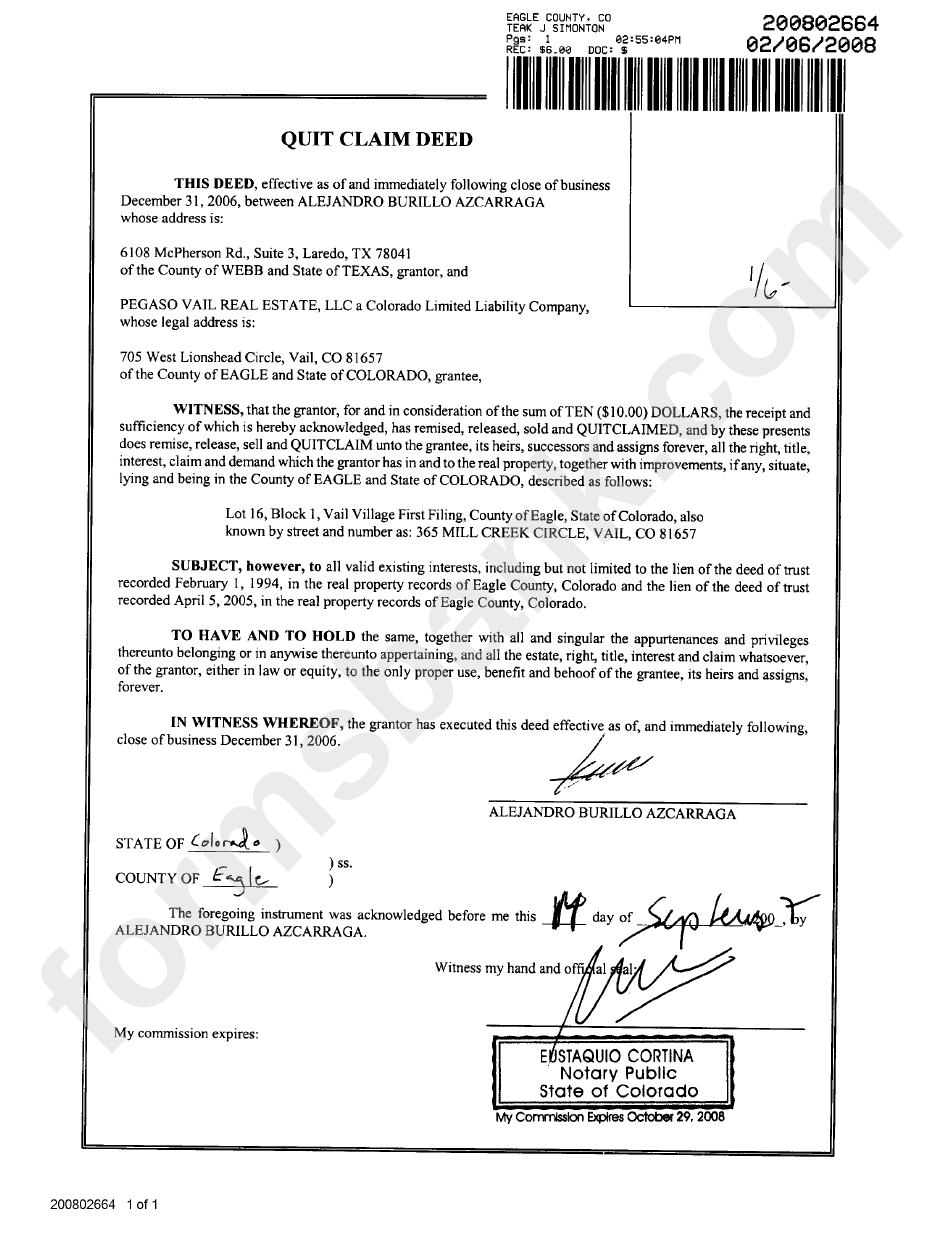 Alejandro Burillo Azcarraga Signs A Quit Claim Deed - Chedraui Leaks