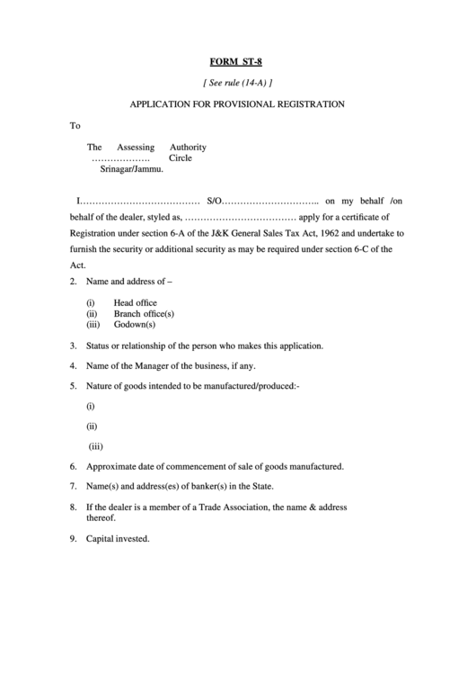 form-st-8-application-for-provisional-registration-printable-pdf-download