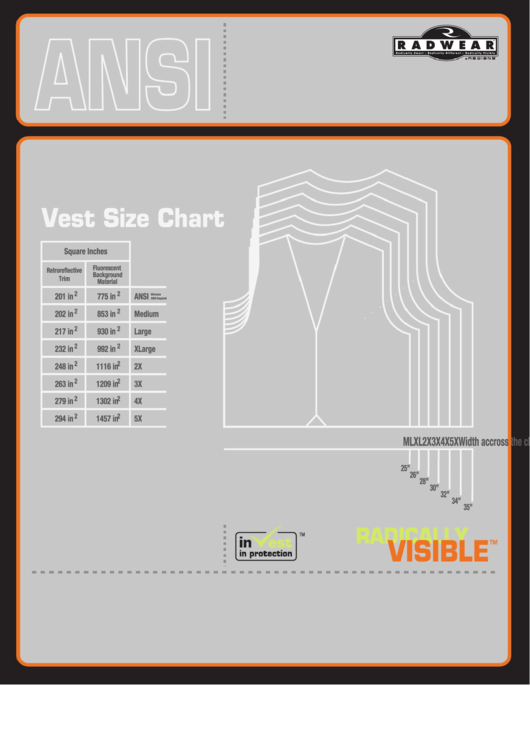 Radwear Ansi Vest Size Chart Printable pdf