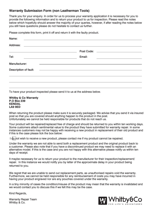Leatherman Warranty Form Printable Printable Forms Free Online