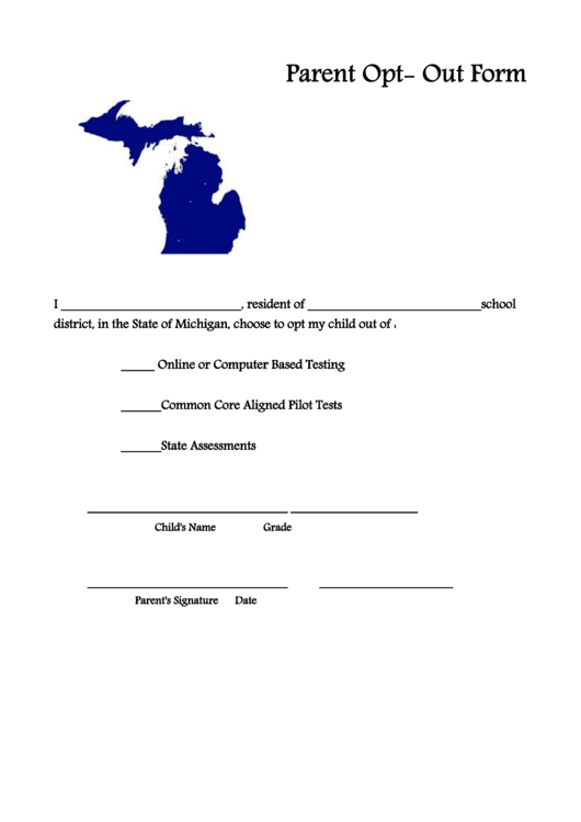 Parent Opt- Out Form - Stop Common Core In Michigan