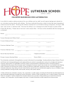 Hope Lutheran School Volunteer Background Check Authorization