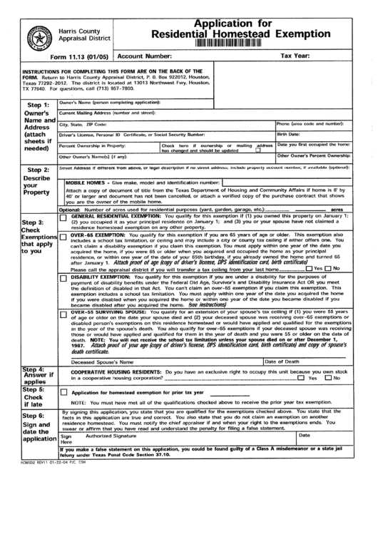 Harris County Homestead Exemption Form