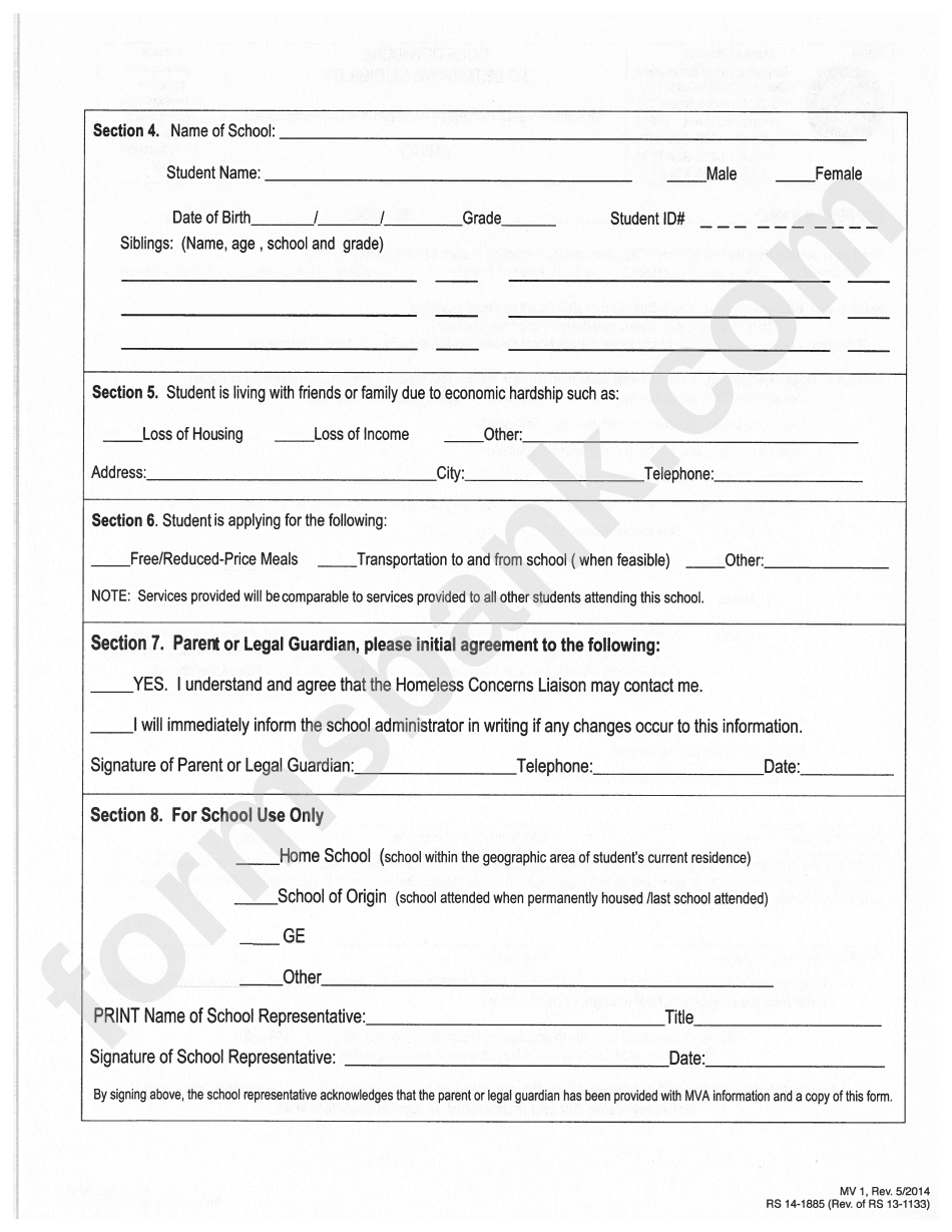 Form Mv1 - Hawaii Department Of Education - Questionnaire To Determine Eligibility