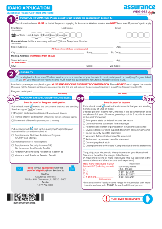 Assurance Wireless Application Form Printable Printable Forms Free Online