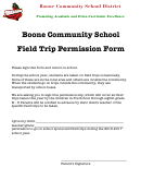 Boone Community School Field Trip Permission Form