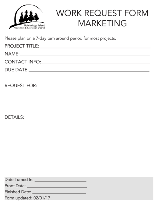 Marketing Work Request Form - Fillable