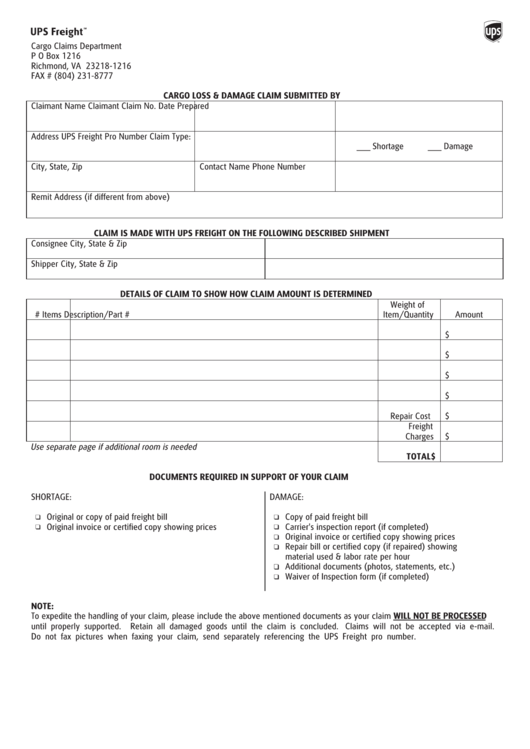 Top Ups Freight Claim Form Templates Free To Download In PDF Format