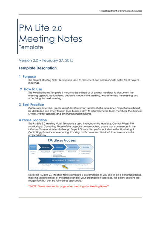 Meeting Notes Template Printable pdf