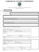 Fillable Corporate Affairs Commission - Application For Registration Of Business Name Printable pdf