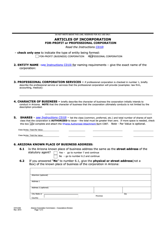 Fillable Application For Reservation - Arizona Corporation Commission Printable pdf