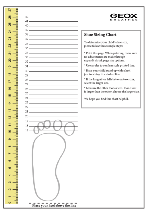 Geoz Shoe Sizing Chart Printable pdf