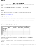 Fast Food Research - Lab Report Template