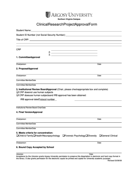 Crp Approval Form Printable pdf