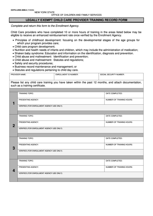 Training Record Form - Uft Printable pdf