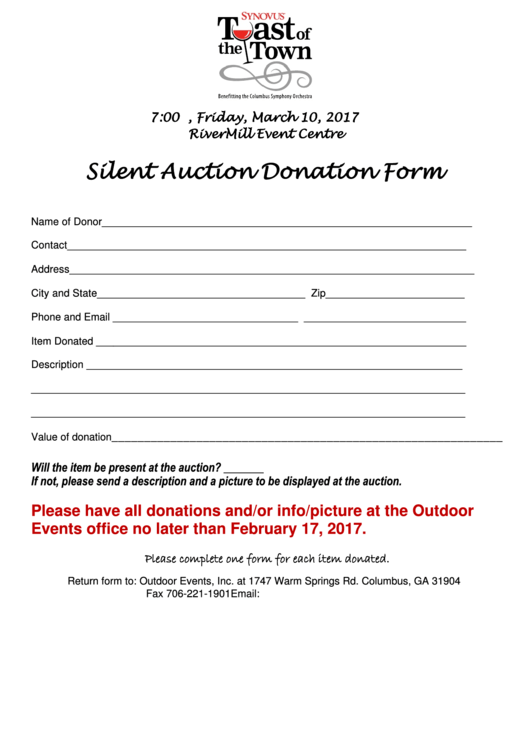 Silent Auction Donation Form